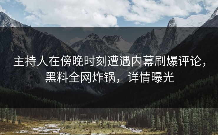主持人在傍晚时刻遭遇内幕刷爆评论，黑料全网炸锅，详情曝光
