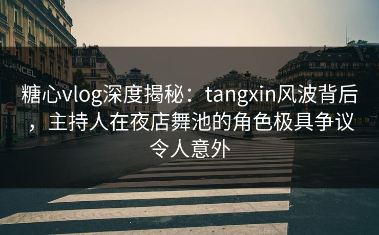 糖心vlog深度揭秘：tangxin风波背后，主持人在夜店舞池的角色极具争议令人意外