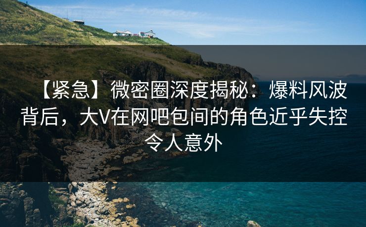 【紧急】微密圈深度揭秘：爆料风波背后，大V在网吧包间的角色近乎失控令人意外